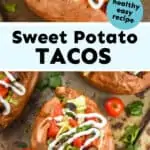 collage of photos of taco stuffed sweet potatoes