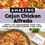 collage of photos of cajun chicken Alfredo