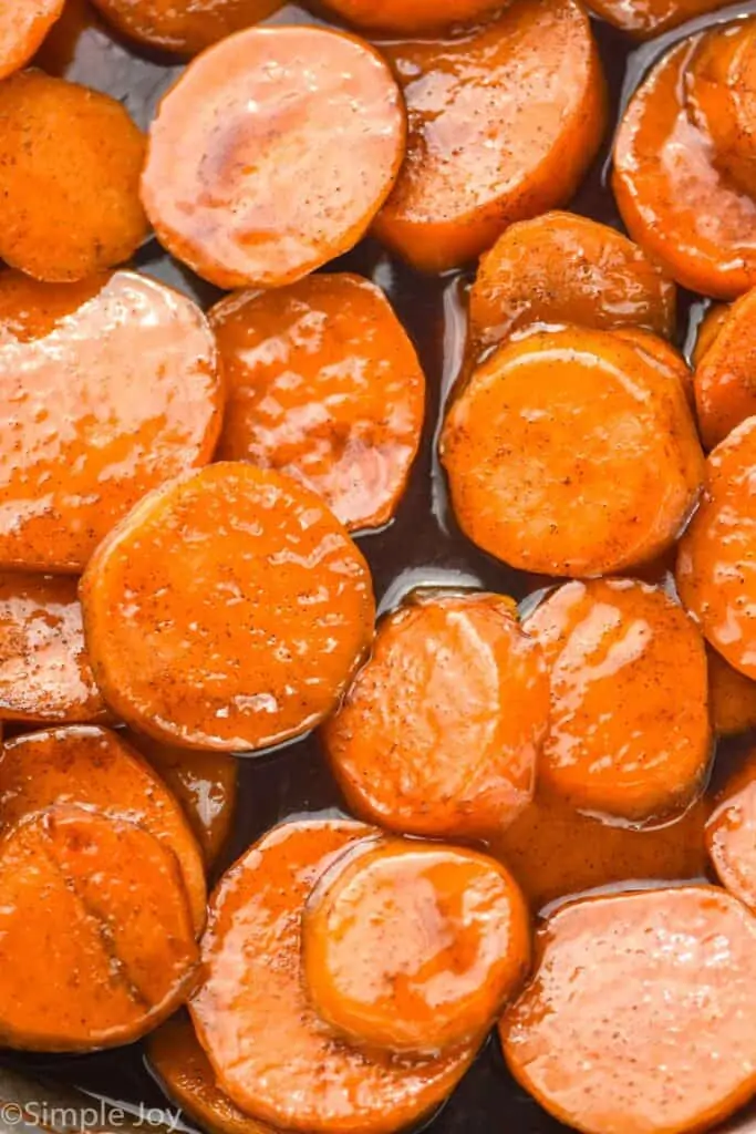 close up picture of candied sweet potatoes