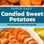 collage of candied sweet potatoes
