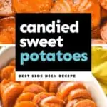 collage of candied sweet potatoes