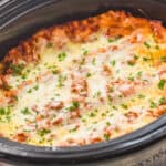 side view of crockpot lasagna