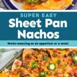 collage of photos for sheet pan nachos