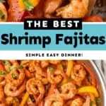 collage of photos of shrimp fajitas