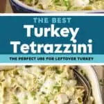 collage of photos of turkey tetrazzini recipe