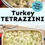 collage of photos of turkey tetrazzini recipe