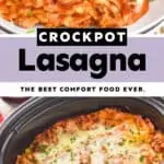 collage of photos of crockpot lasagna