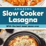 collage of photos of crockpot lasagna