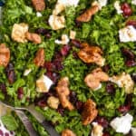 overhead view of a kale salad recipe