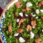 overhead view of a kale salad recipe