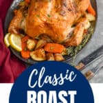 Pinterest graphic for roast chicken