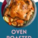 Pinterest graphic for roast chicken