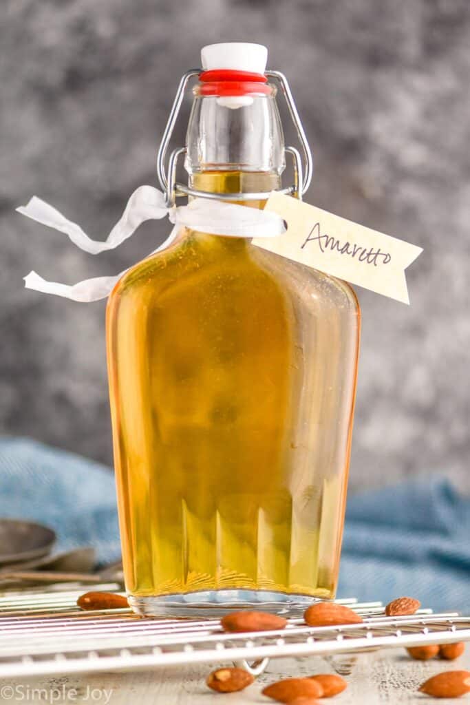 homemade amaretto in a glass flask