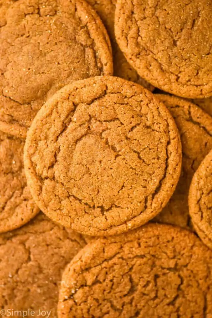close up overhead photo of ginger molasses cookies
