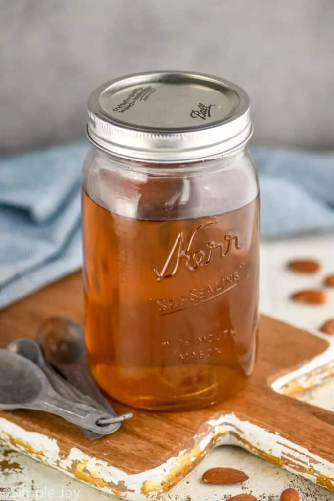 mason jar full of homemade amaretto