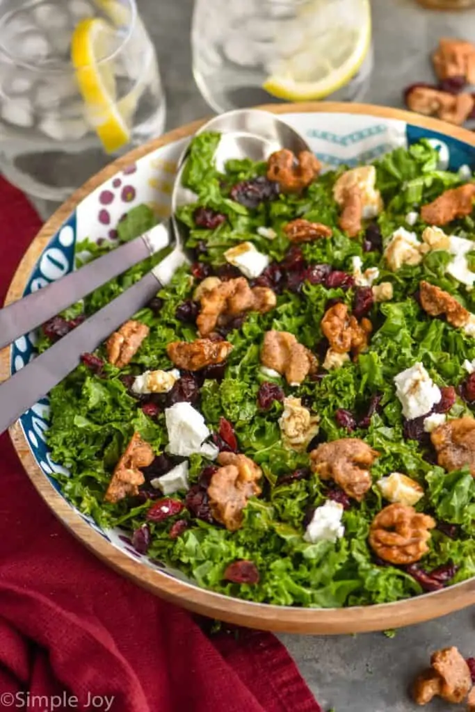 side view of a massaged kale salad