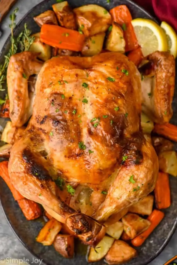 overhead picture of oven roasted chicken
