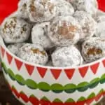 a bowl full of rum balls