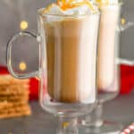 two Irish coffee glasses filled with salted caramel mocha drinks - 6