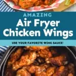 collage of photos of air fryer chicken wings recipe for Pinterest