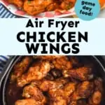 collage of photos of air fryer chicken wings recipe for Pinterest