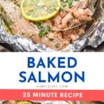 collage of photos of baked salmon in foil