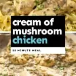 collage of photos of cream of mushroom chicken