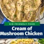 collage of photos of cream of mushroom chicken