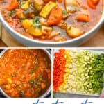 pinterest collage of photos of instant pot vegetable soup