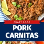 collage of photos for pinterest of slow cooker carnitas