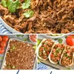 collage of three images of pork carnitas for pinterest