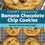 Pinterest graphic for banana chocolate chip cookies