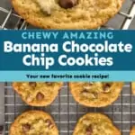 Pinterest graphic for banana chocolate chip cookies