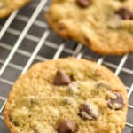 banana chocolate chip cookie on a cooling rack