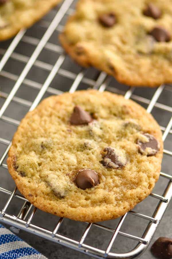 banana chocolate chip cookie on a cooling rack
