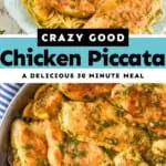 Pinterest graphic of piccata chicken