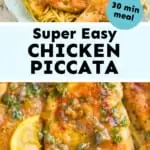 Pinterest graphic of piccata chicken