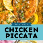 Pinterest graphic of piccata chicken