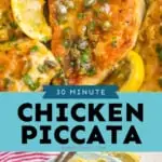 Pinterest graphic of piccata chicken