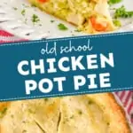 pinterest graphic of a chicken pot pie