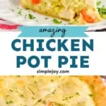 pinterest graphic of a chicken pot pie