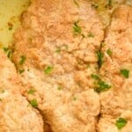 overhead image of a close up piece of baked sour cream chicken - 23