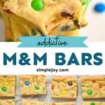 pinterest graphic of m&m cookie bars