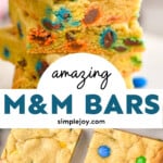 pinterest graphic of m&m cookie bars