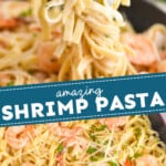 pinterest graphic of shrimp pasta recipe