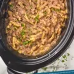Pinterest graphic of crock pot beef and noodles