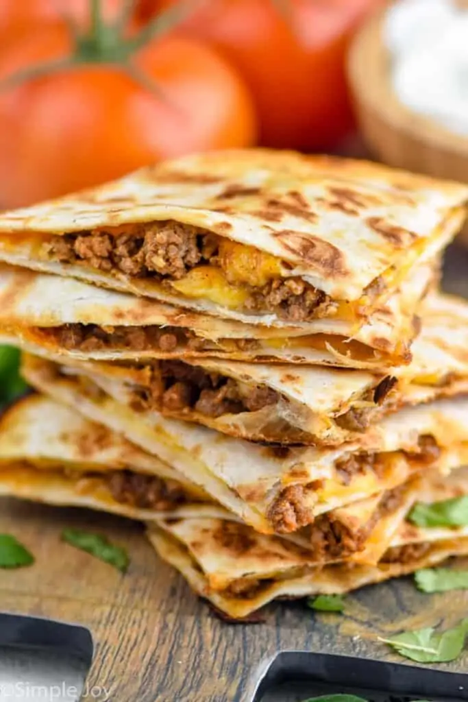 stack of beef quesadillas