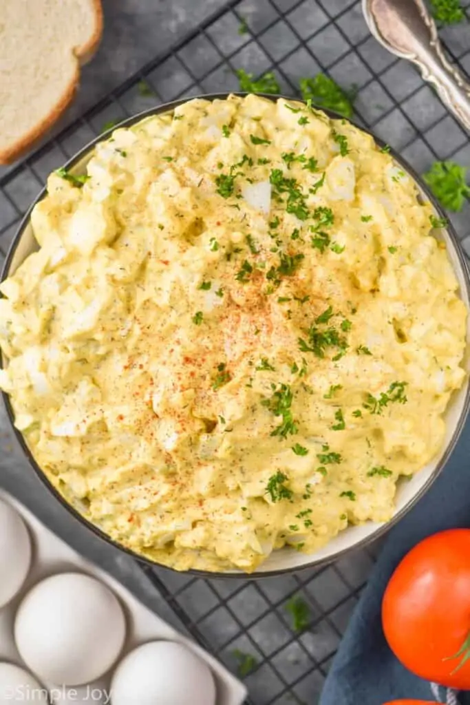 overhead photo of the best egg salad recipe