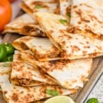 beef quesadillas on a platter - 15