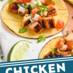 pinterest graphic of close up of a street taco recipe on a platter